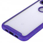 Wholesale Google Pixel 3A Clear Transparent Dual Defense Hybrid Armor Case (Navy Blue)